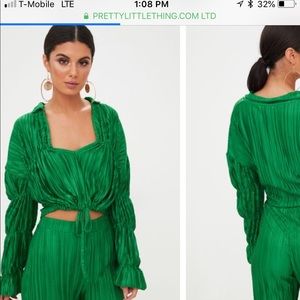 pretty little things Green Plisse blouse